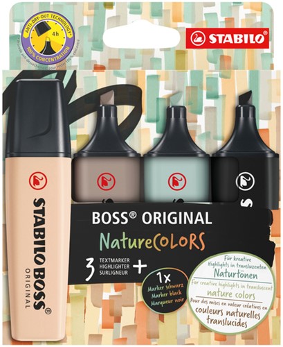 Markeerstift STABILO Boss 70/4 nature colors etui à 4 stuks