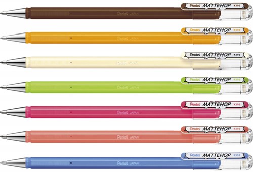 Gelschrijver Pentel K110 Mattehop Fun Sweet M assorti blister à 7st-3