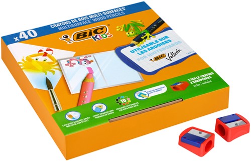 Kleurpotloden Bickids Multi Surface + 2 puntenslijpers ass 10kl 40st-3