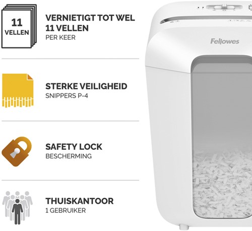 Papiervernietiger Fellowes Powershred LX70 snippers 4x40mm wit-3