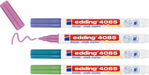 Krijtstift edding 4085 by Securit rond 1-2mm mtl assorti blister à 4st-2
