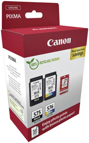 Inktcartridge Canon PG-575 CL-576 zw + kl + papier-2