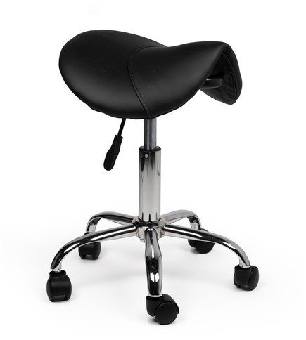 Zadelkruk Office laag harde wielen zw