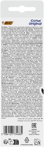 Balpen Bic Cristal medium assorti blister à 5 stuks-1