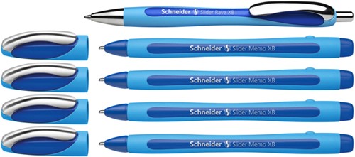 Balpen Schneider Slider Memo XB  blauw 4st + 1 gratis Slider balpen-2
