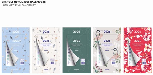 Weekkalender 2026 Brepols 190x130 7dagen/1pagina Fantasie assorti