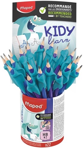 Potlood Maped Kidy Learn met gomtop en vingerhulp blauw