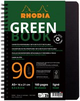 Notitieboek Rhodia Greenbook A5 lijn 6-gaats 180 pagina's 90gr zwart