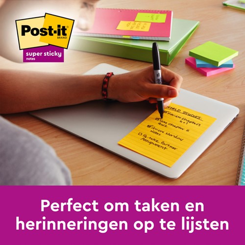Memoblok 3M Post-it XL-LL Super Sticky 101mmx101mm groen met lijn 70 vel-2