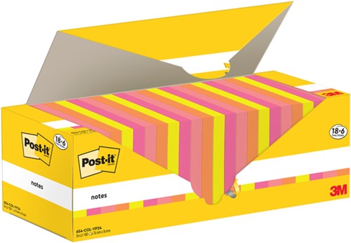 Memoblok 3M Post-it 654-COL 76x76mm kleur ass voordeelpak-2