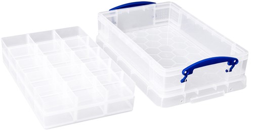 Opbergbox Really Useful 4 liter 30 vakken 395x255x88mm transparant wit