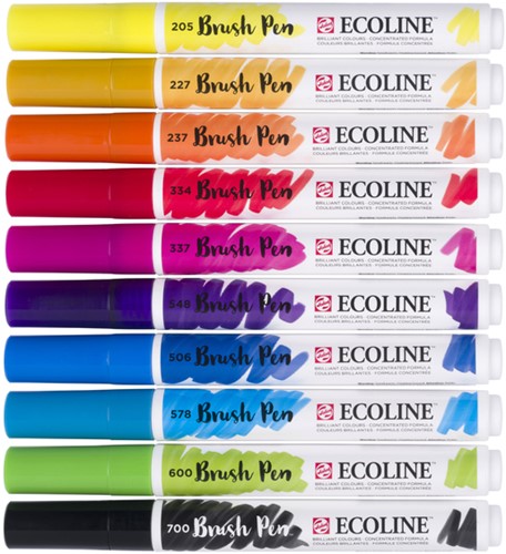 Brushpen Talens Ecoline set à 10 stuks primair