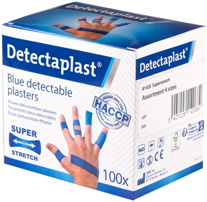 Elastische blauwe textielpleister Detectaplast assorti 100 stuks