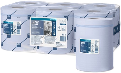 Poetspapier Tork M4 Reflex Plus Advanced 2-laags 450 vel blauw 473391-3