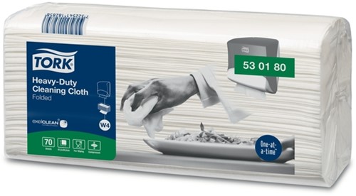 Reinigingsdoek Tork W4 Premium Heavy-Duty gevouwen 1-laags 4x70 vel wit 530180-2