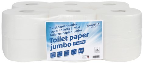 Toiletpapier Cleaninq jumbo klein 2-laags 150m wit