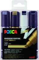 Paintmarker Uni POSCA PC8K breed schuin assorti set à 4 stuks