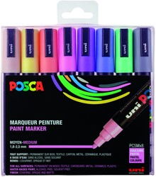 Paintmarker Uni POSCA PC5M medium pastel assorti set à 8 stuks