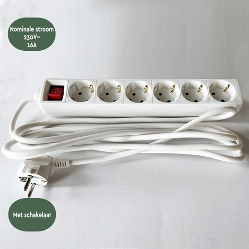 Stekkerdoos BRASQ  6 voudig 3 meter wit-2