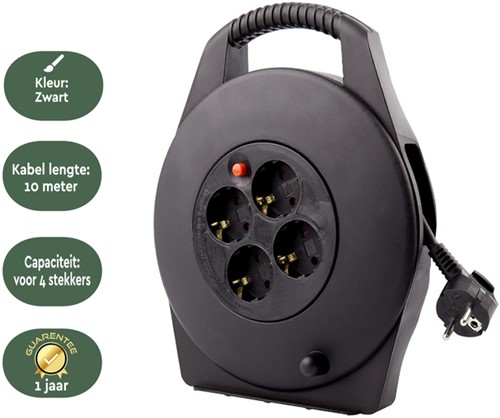 Kabelhaspel BRASQ  4 voudig 10 meter zwart-3