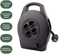 Kabelhaspel BRASQ  4 voudig 10 meter zwart-1