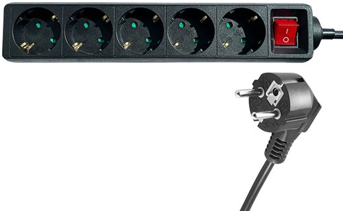 Stekkerdoos BRASQ  5 voudig 3 meter zwart-1