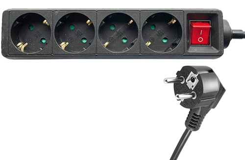 Stekkerdoos BRASQ  4 voudig 1.4 meter zwart-1