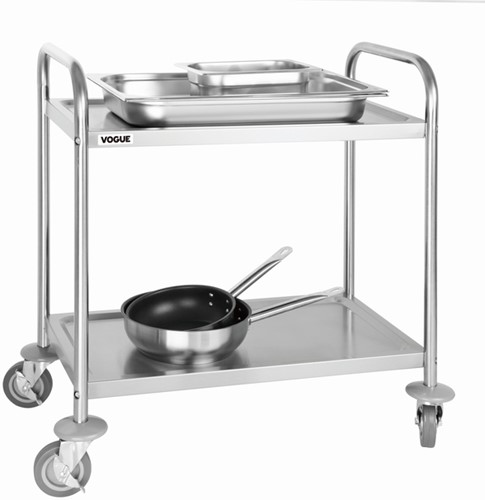 Serveerwagen Vogue met 2 plateaus 82.5x71 cm RVS-2