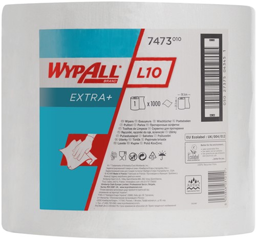 Poetsrol WypAll L10 Extra 1-laags 235mmx380m 1000 vel wit 7473