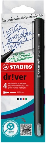 Fineliner STABILO dr!ver medium assorti 4 stuks