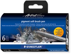 Brushpen Staedtler pigment pen etui à 6 grijze kleuren