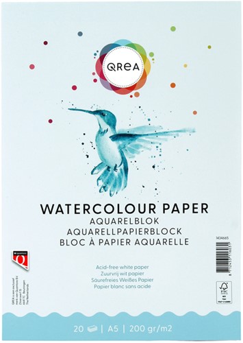 Aquarelblok Qrea A5 20vel 200gr gelijmd