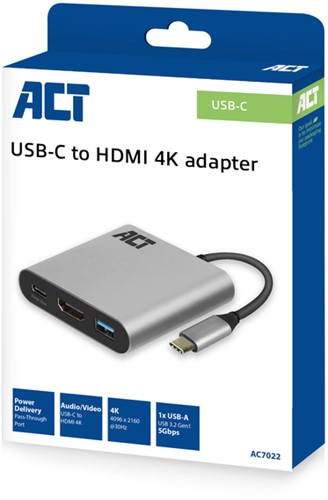 Adapter ACT USB-C multiport voor 1 HDMI monitor-1