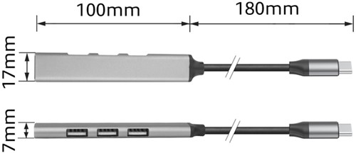 Hub ACT USB-C 3x USB-A 2.0 en 1x USB-A 3.0-3