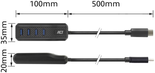 Hub ACT USB-C 3.0 4 poorts USB-A-3