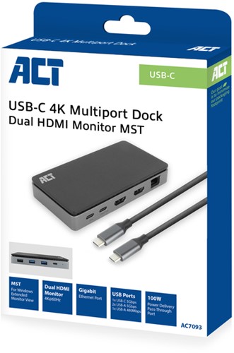Dockingstation ACT USB-C 4K MST voor 2 HDMI monitoren-4