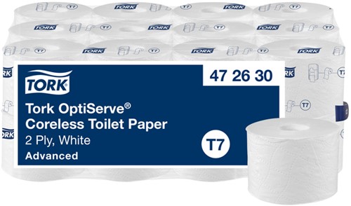 Toiletpapier Tork T7 Advanced Optiserve Coreless 2-laags 94m wit 472630