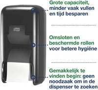Toiletpapierdispenser Tork T7 Elevation OptiServe Coreless medium verticaal duo zwart 558042-2