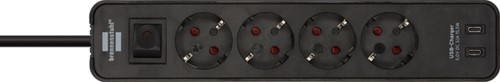 Stekkerdoos Brennenstuhl Ecolor 4vdig incl 2 USB C 1.5m zwart-1