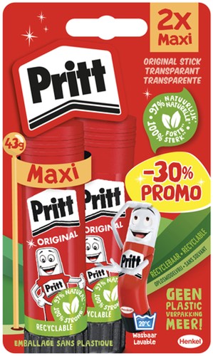 Lijmstift Pritt Stick Original 43gr blister à 2 stuks Promo
