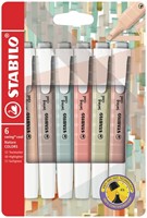 Markeerstift STABILO Swing cool nature colors assorti 6 stuks