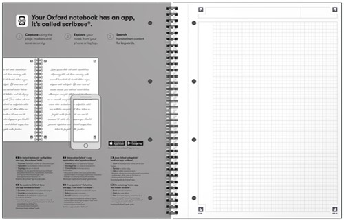 Spiraalblok Oxford International Notebook A4+ ruit 5X5mm zwart-3