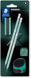 Potlood Staedtler Norix HB zwart-groen blister à 2 stuks