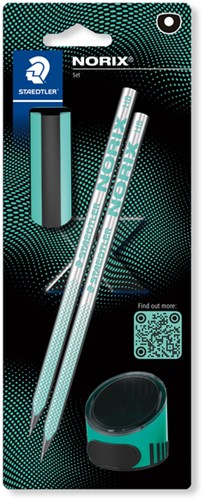 Potlood Staedtler Norix HB zwart-groen blister à 2 stuks