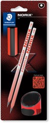 Potlood Staedtler Norix HB zwart-koraal blister à 2 stuks