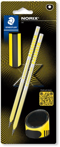 Potlood Staedtler Norix HB zwart-geel blister à 2 stuks