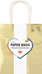 Cadeautas Folia goud kraft 18x21x8cm 7 stuks