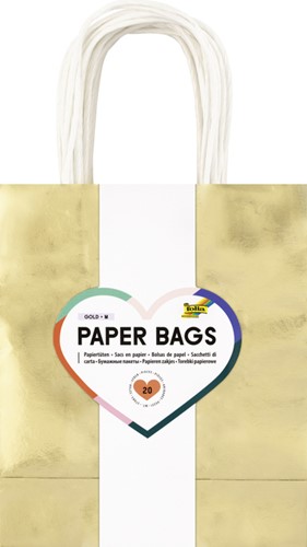 Cadeautas Folia goud kraft 24x31x12cm 20 stuks