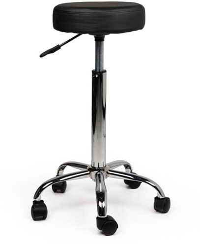 Tabouret kruk Office hoog met gasveer harde wielen zw