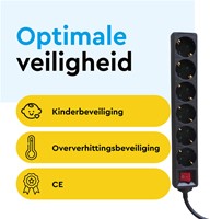 Stekkerdoos BRASQ 6 voudig 5 meter zwart-2